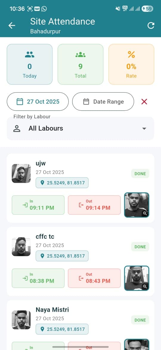Site attendance tracking