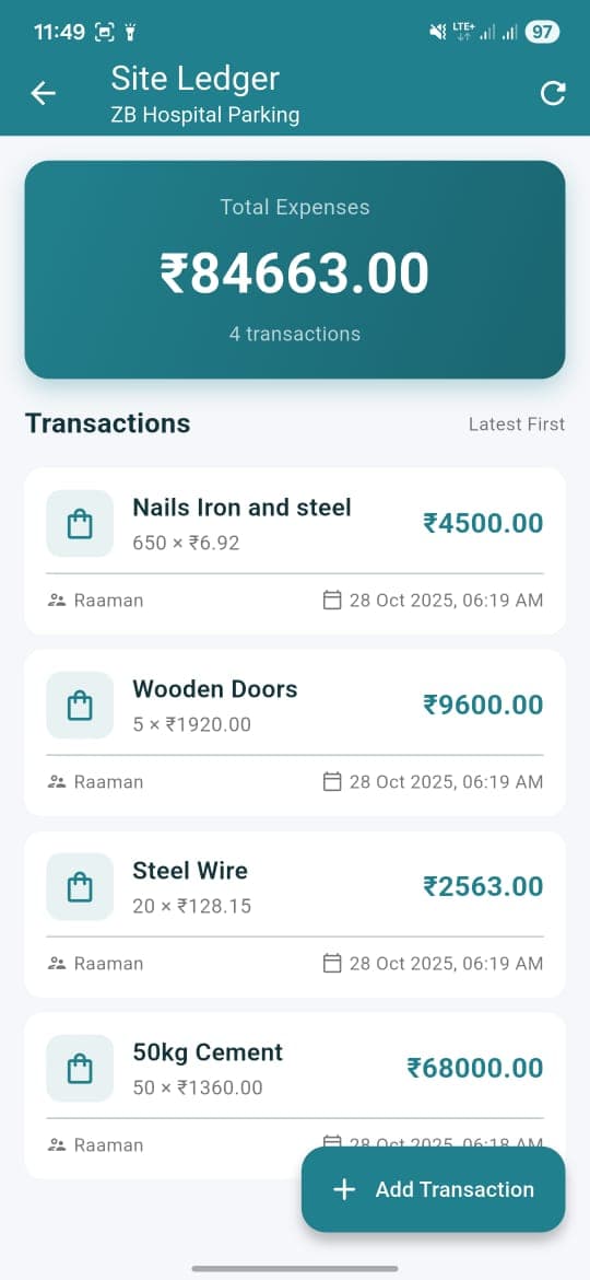 Site ledger financial management